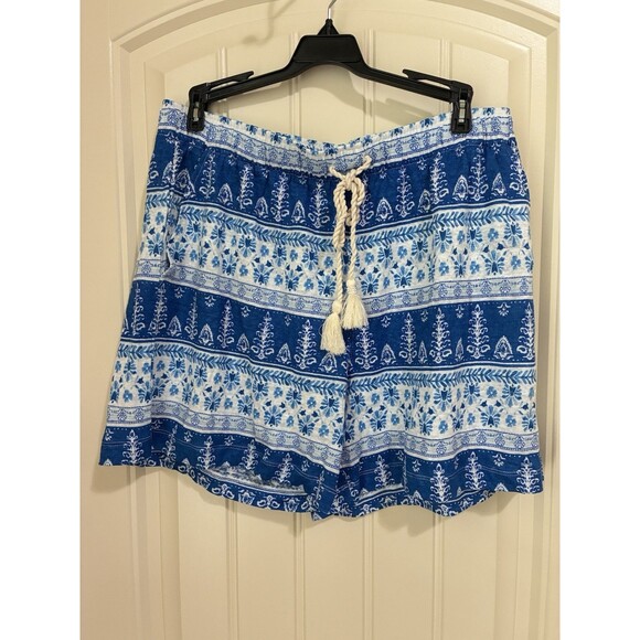 Joie Halter Top Shorts Set Womens Large White Blue Floral 100% Linen Summer NWT - Picture 4 of 5